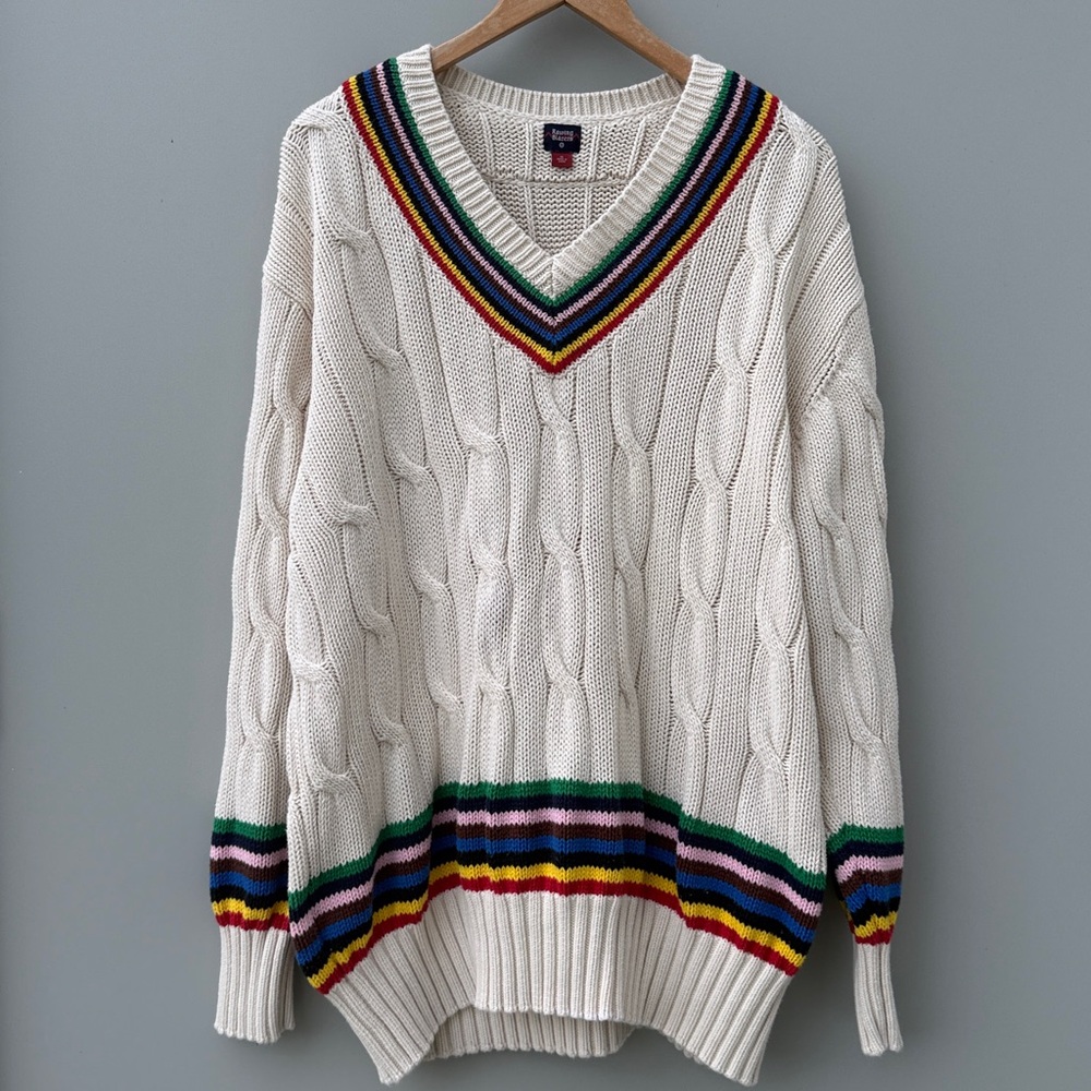 Rowing Blazers x Target Adult Croquet Stripe Cable Knit Sweater - Picture 6 of 10